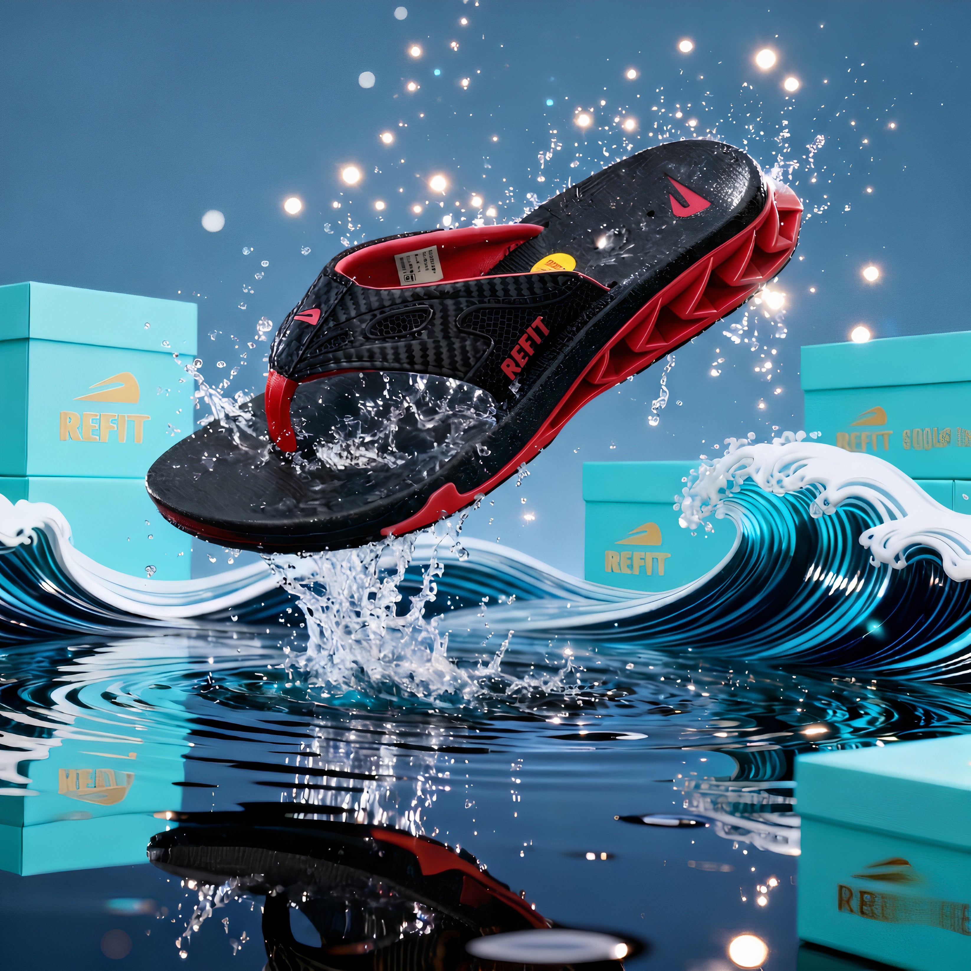 Refit Fanning   – Sandales Homme  Black / REED