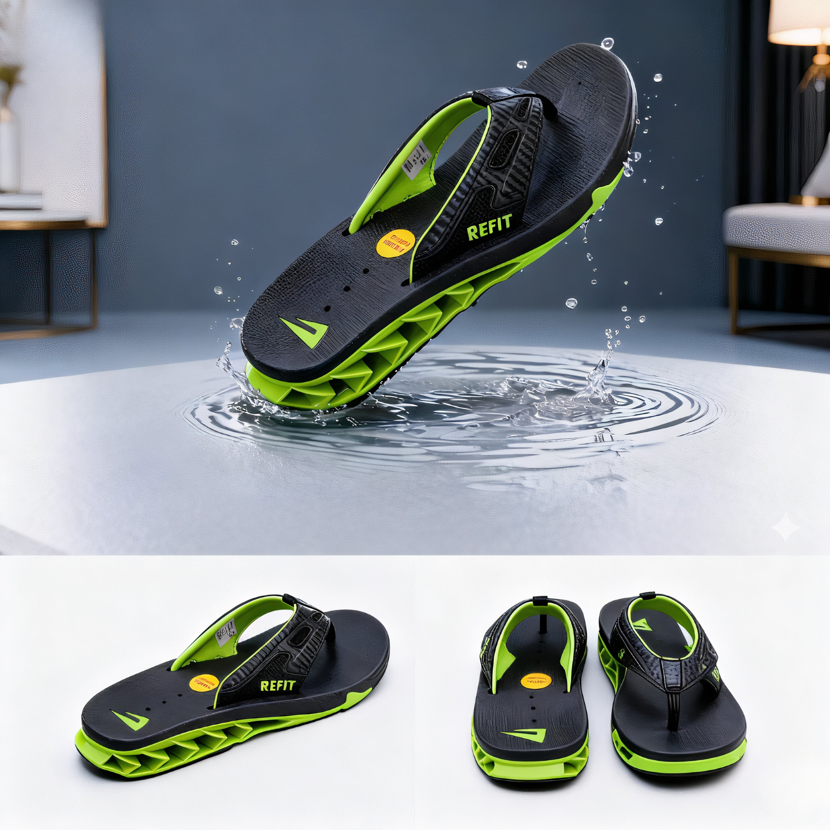 Refit Fanning   – Sandales Homme  Black / GREEN