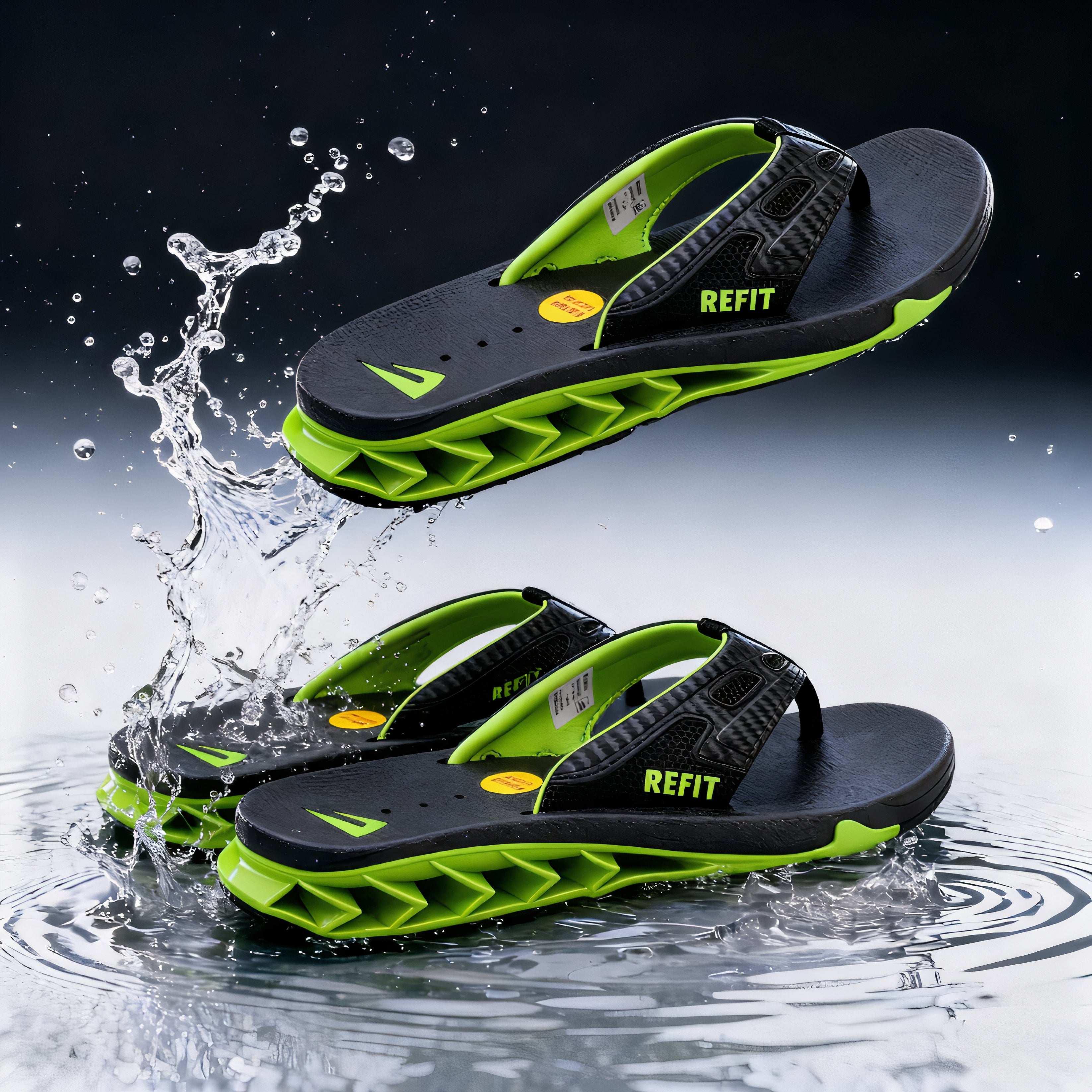 Refit Fanning   – Sandales Homme  Black / GREEN