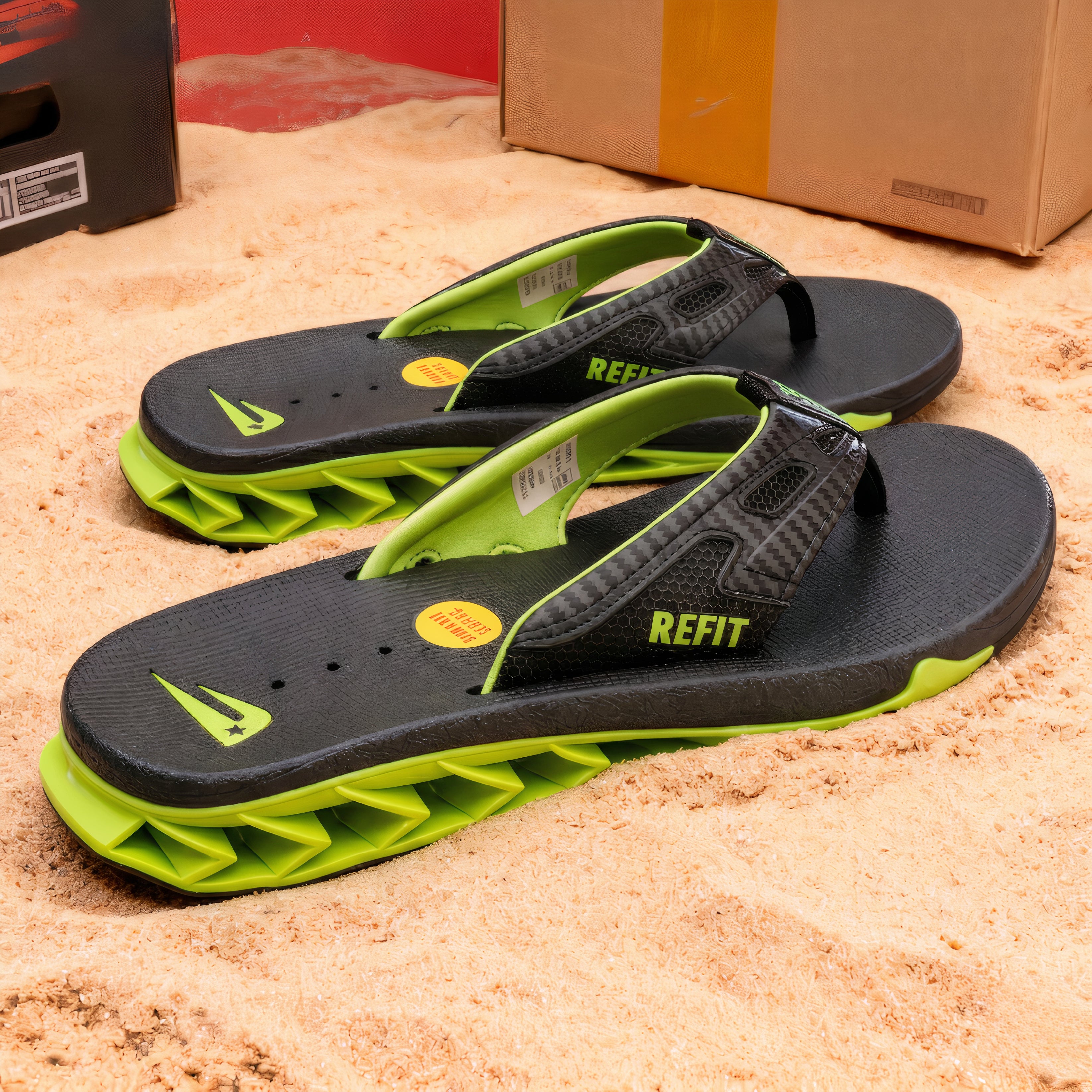 Refit Fanning   – Sandales Homme  Black / GREEN