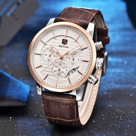 Montre chronographe  BENYAR BY-5104H  En cuir